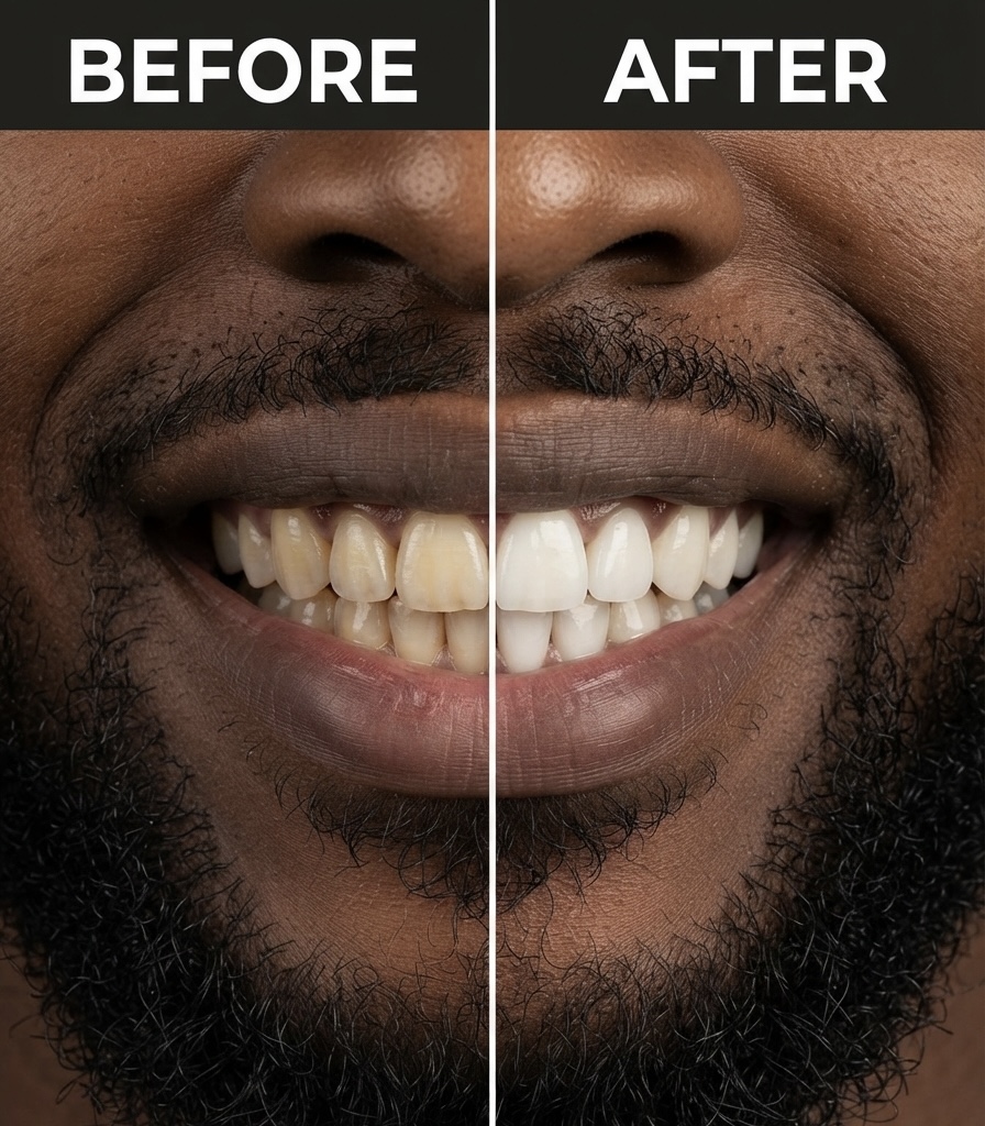 Professional teeth whitening — before & after